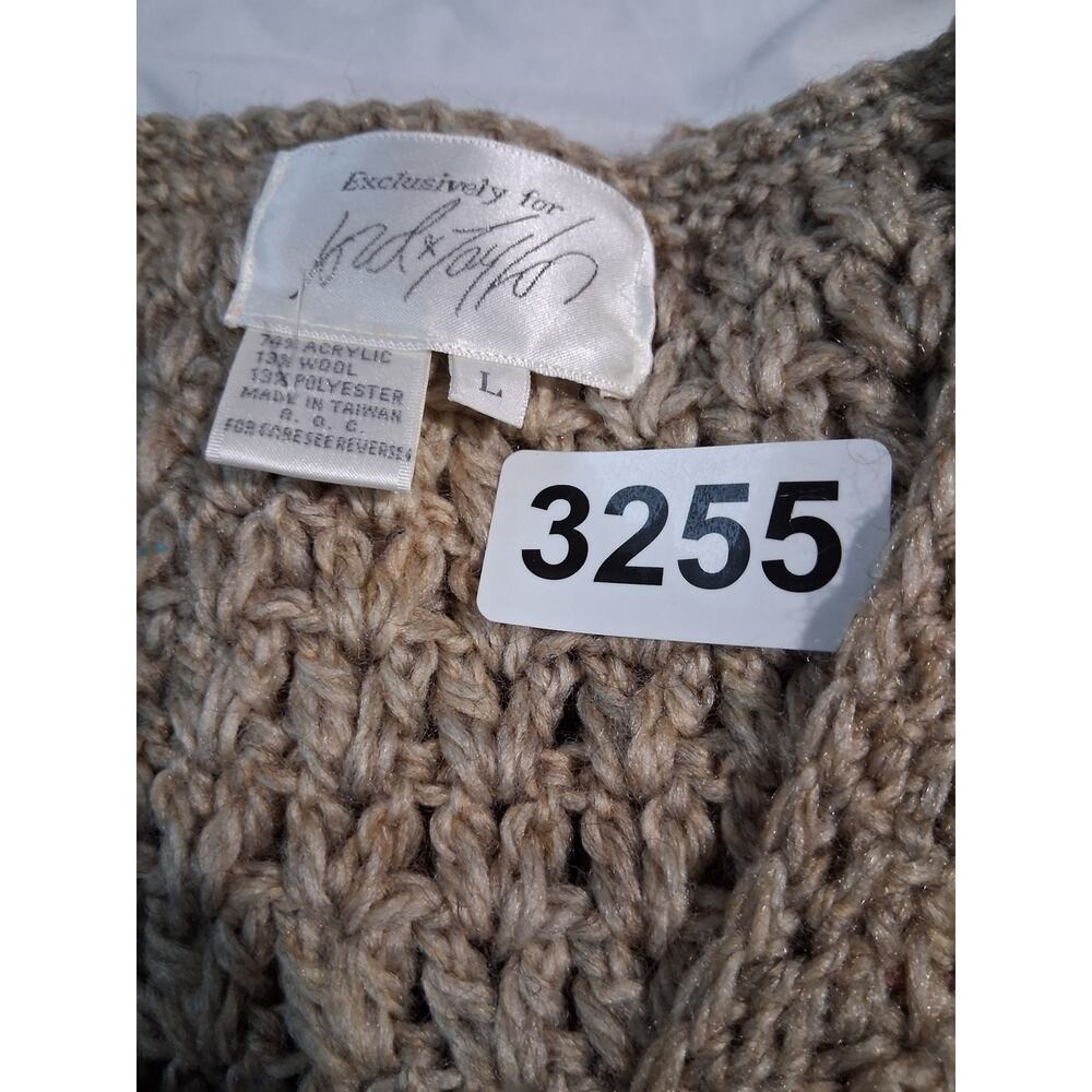 Y2k VTG Lord‎ & Taylor Wool Women size L Grandpa Fisherman Grannycore Cardigan - Picture 12 of 13